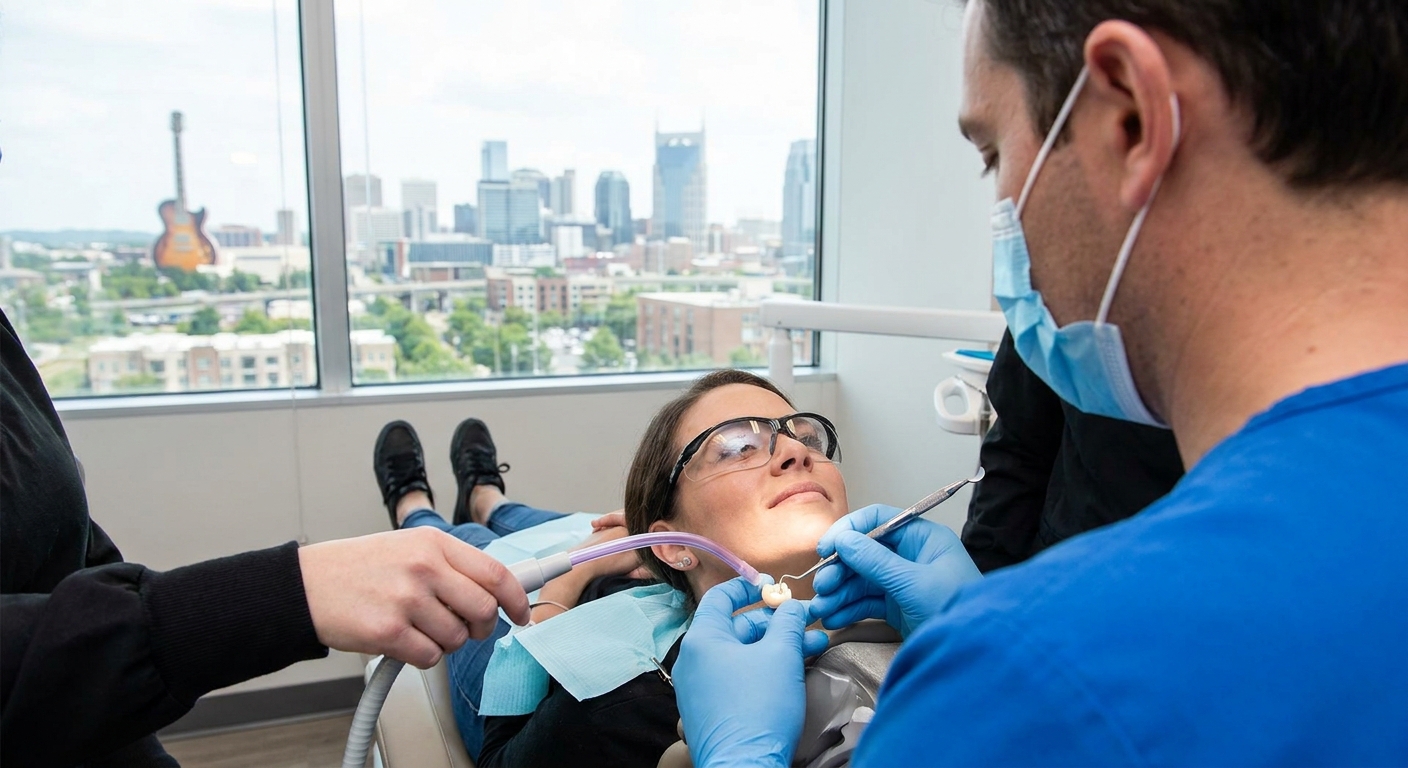 Dental crown protecting a damaged tooth in Nashville
