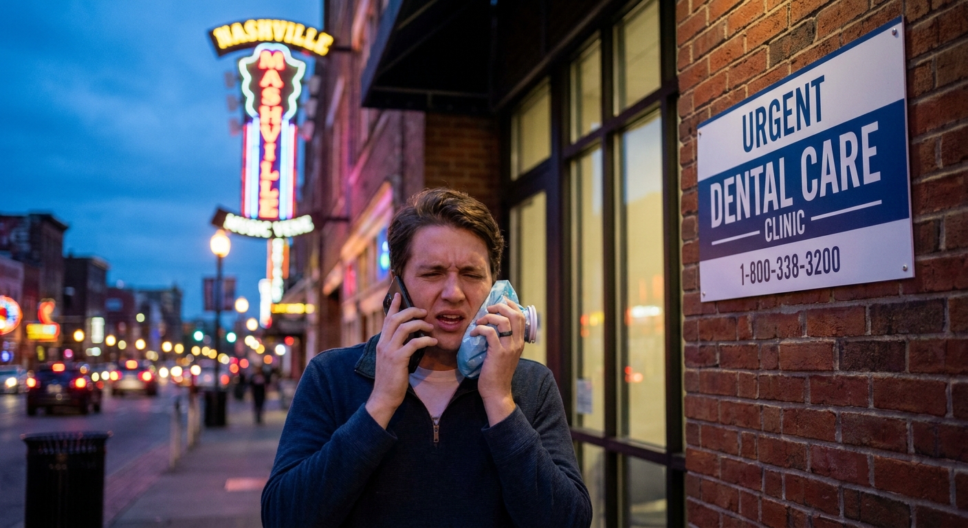 Emergency dentist in Nashville treating a patient with a broken tooth
